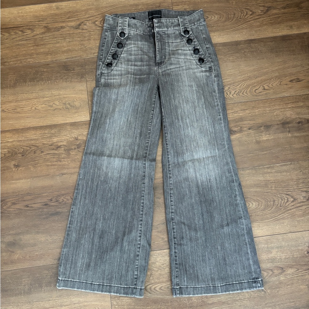 WHBM High-Rise Mariner Women's Gray Wide-Leg Jeans Size 6S